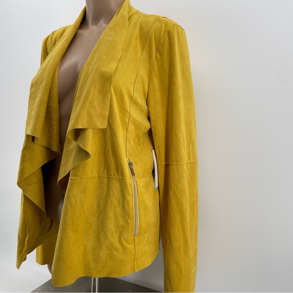 Bagatelle NWT Yellow Faux Suede Drape Front Jacket L - Picture 6 of 8